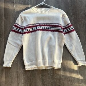 Covington Vintage Cream Sweater with Red and Black Design